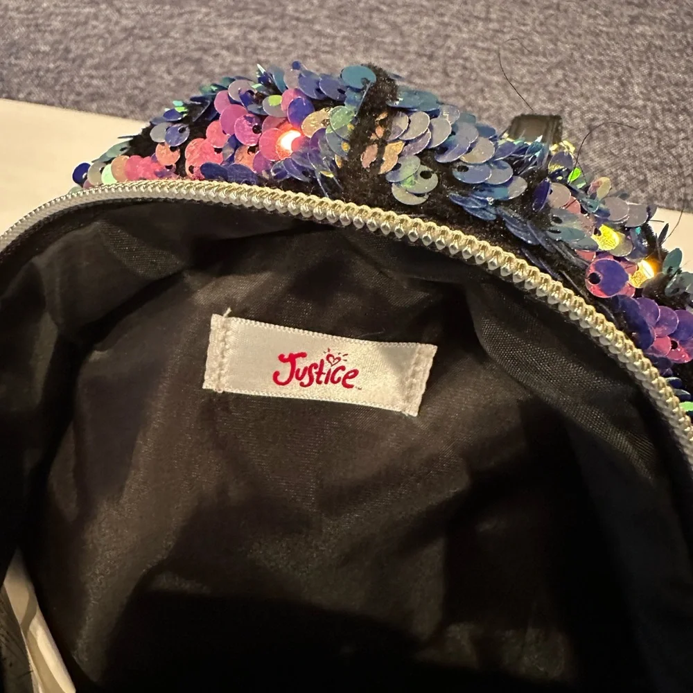 Justice Small Mini Backpack Dark Flip Sequin Initial (Letter N)